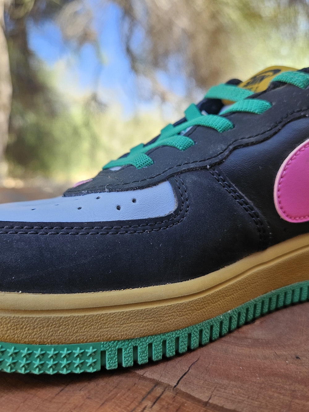 (MWOB) Nike Kids Air Force 1 Low — Black/Light Blue with Teal Laces 3Y - Picture 8 of 15